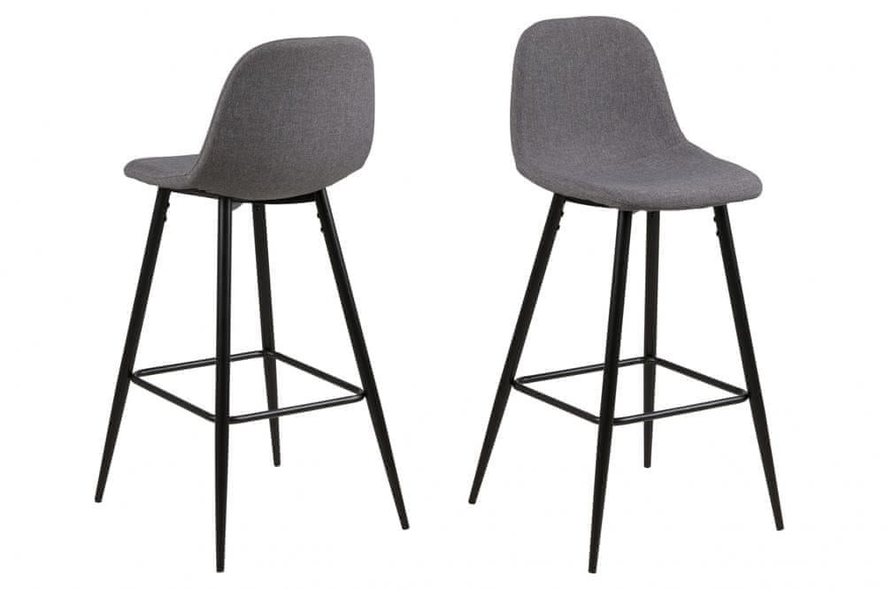 Design Scandinavia Barová stolička Wanda (Súprava 2 ks), svetlosivá